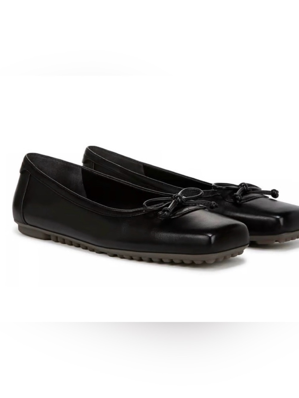 Franco Sarto Black Leather Bow Ballet Flats